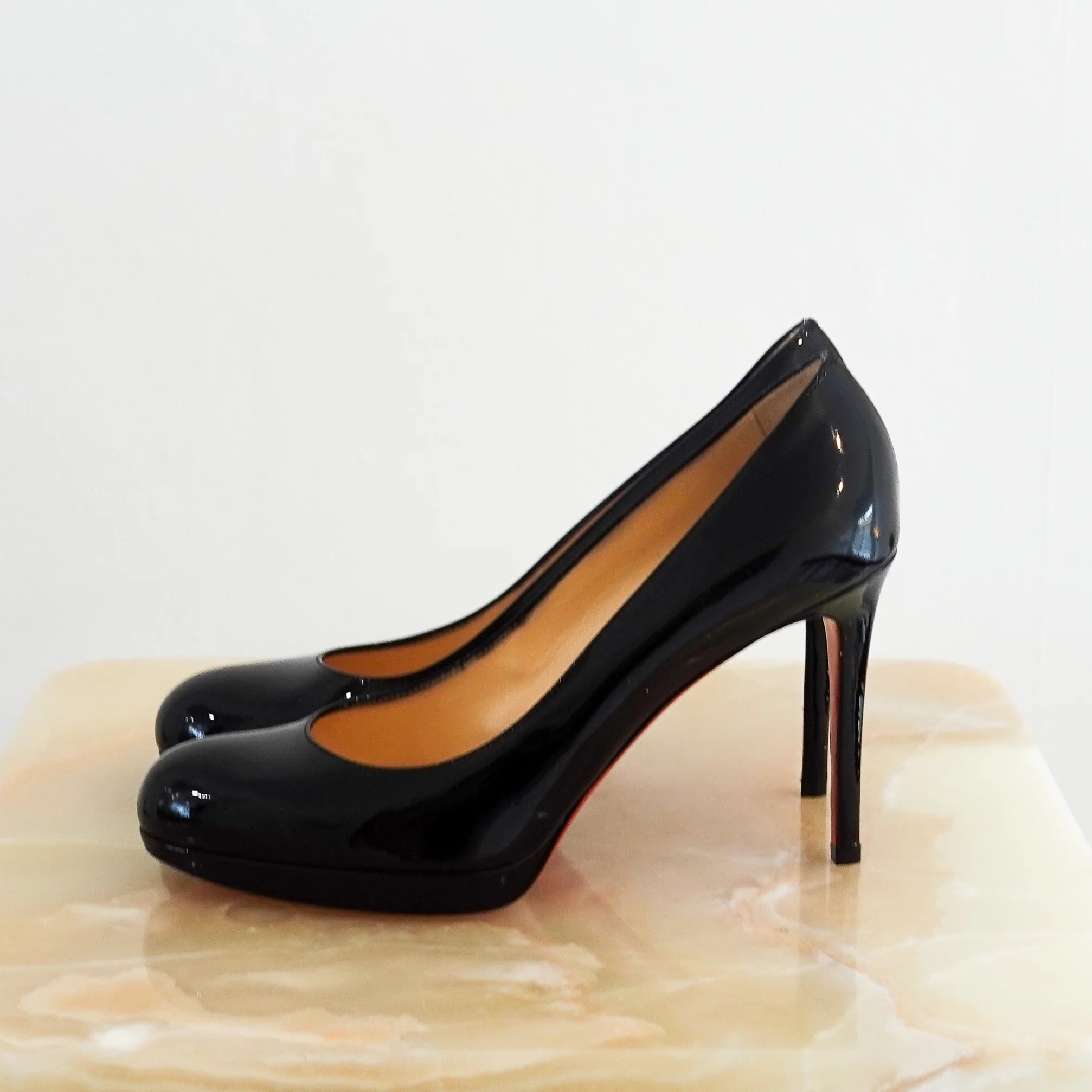 Simple Patent Leather Heeled Pumps
